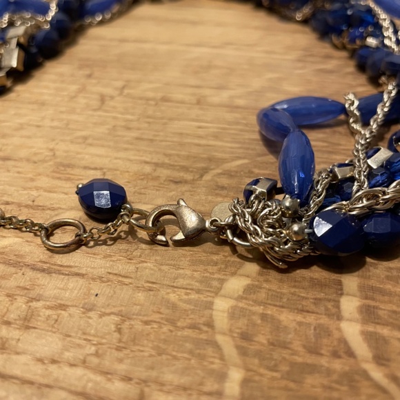 Loft Necklace Fashion Jewelry Blue Gold Geometric Layered Pattern Accessory - Picture 6 of 7